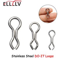Elllv 50pcs acier inoxydable DO-IT moule boucles Anti-corsion plombs de pêche gabarits leurre moulage fil oeillets Splay anneaux S M L
