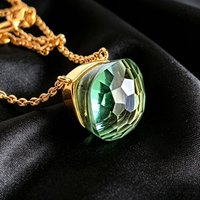 Luxury Inlaid Dazzle Squared Green Synthetic Zirconia Golden Pendant Earrings for Women Elegant Vintage Banquet Festival Jewelry