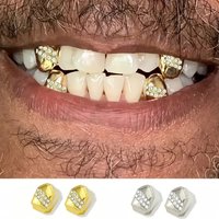 Bestselling 10-diamond Four Copper Teeth with Beveled Hip-Hop Style Corners Decorated with Synthetic Diamonds Body Modification