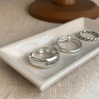925 Sterling Silver Simple Retro Letters Rings For Women Geometric Fashion Smiple Open Handmade Allergy Party Jewelry Gift