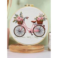 AliExpress NONE 1pc 20X20CM/7.87inch Flowers on the bicycle Embroidery Starter Kit DIY kit Sewing Art Home Decor Set for Beginner