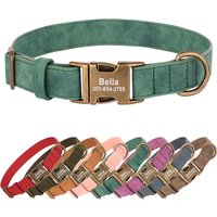 Custom Engraved Dog Collar Personalized PU Leather Dog Collars Soft Padded Pet ID Collar For Small Medium Large Dogs Pitbull