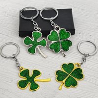 Glitter Four-Leaf Clover Keychain Women Men Lucky Metal Key Holder For Backpack Purse Ornaments Accessories Party Gifts