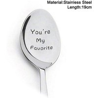 Lettering Coffee Spoon Long Handle Tea Ice Cream Tableware Stainless Steel Engraved Spoon Valentines Day Present For Girlfriend