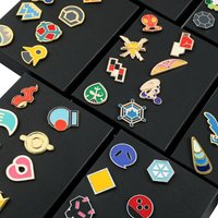 Pokemon Gym Badges Box Set Kanto Johto Hoenn Sinnoh Unova Kalos Orange Islands Pins Brooches Collectible Toys for Gift