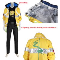Game David Martinez Cosplay Costumes Yellow Luminous Coat Anime CYBERPUNK EDGERUNNERS Role Play Halloween Party Jackets For Man