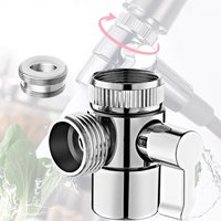 Diverter Valve 3-Way Sink Faucet Splitter Chrome M22 X M24 Shower Head T-Adapter Brass Valve T-Diverter for Kitchen Bathroom