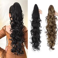 Synthetic Curly Wavy Ponytail Hair Extensions Long Claw Clip On Ponytail Hair Extensions For Women Ombre Hairpieces