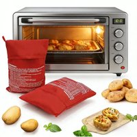 Red Reusable Microwave Potato Bag Express Quick Baking Cooker Bag Perfect for Baking Potatoes and Vegetables in 4 Minutes