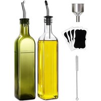 Olive Oil Dispenser Bottle,Glass Olive Oil Dispenser and Vinegar Dispenser Set with Pourers,Oil Bottles,Funnel,Brush for Kitchen