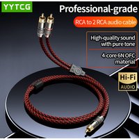 YYTCG RCA Male to Dual RCA Male Cable 6N OFC Pure Copper Hi-Fi Stereo Audio Cord for Home Theater Speaker
