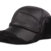 AliExpress Winter Warm Duck Tongue Cap With Velvet PU Leather Baseball Cap Men's Windproof Ear Protection Cap With Velvet Cycling Warm Cap