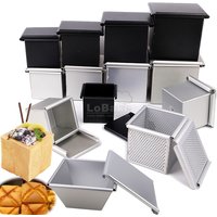 6 7 7.5 8 9 10cm Square Cube Smooth Nonstick Leaky Anodizing Aluminium Bread Box Mold with Lid Cake Toast Maker DIY Bakeware