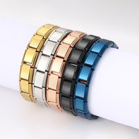 Yupsk Trendy Square Italy Stainless Steel Bracelets For Women Men HipHop Metal Modules Stretchable Gift Birthday Party Jewelry