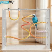 Radient Colorful Bird Standing Toys Cotton Rope Parrot Chew Toys Bendable DIY Pet Toys for Parakeets Cockatiel Bird Supplies