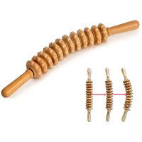 Wooden Roller Massage Stick Handheld Gear Tool 12 Wheel Rolling Tool Bendable Roller Trigger Point Made Of Pure Natural Wood