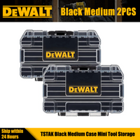 DEWALT TSTAK Tough Case Black Medium 2pcs Stackable Removable Storage Tool Box