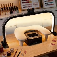 Half Moon Light 25 IN Nail Light Foldable Half Moon Nails Desk Lamp With Phone Holder 3 Color Modes 10 Brightness Nails Light Fo