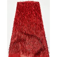 Beading Fabric Lace Material Embroidery Long Bead Tube Tassel Stripe Sequin Dressmaking Fabric for Wedding Gown Skirt