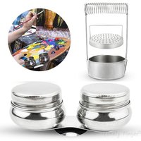 Paint Brush Cleaner Set Airtight Stainless Steel Double Dipper Palette Cup Portable Paint Brush Washer Holder for Oil Cleaner Ki