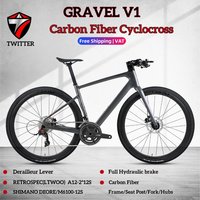 TWITTER GRAVEL V1 Carbon Fiber RS-24S GRAVEL Bike Flat-handlebar M6100-12S Hydraulic Disc Brake Carbon Road Bicicleta For Adults