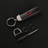 For nissan GTR GT-R R35 Keychain accessories with logo Car metal leather key chain With car logo Key ring Auto Accessories