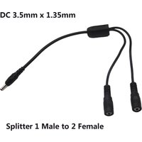 DC Y Splitter Cable 1 Male to 2 Female,3.5mm x 1.35mm Power Extension Adapter Cable CCTV Surveillance Cameras, LED Light Strip