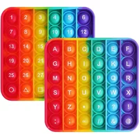 Rainbow Pop Push Bubble Fidget Toys Square Decompression Sensory Squeeze Toys for Kids Adults Anti Stress Relief Special Needs