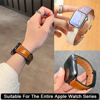 Leather Magnetic Strap For Apple Watch ultra 3 2 band 49mm 44 46 45mm 40 42 41mm Silicone Bracelet iWatch Series 11 10 9 8765 SE