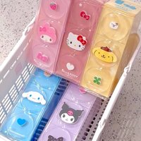 New Sanrio Hello Kitty Kuromi My Melody Cinnamoroll Kawaii Anime Cartoon Storage Box Three Grids Desktop Decorations Girly Heart