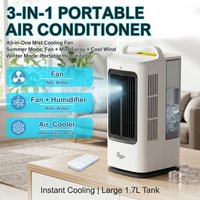 Portable Cooling Fan, Intelligent Remote & Touch Control, Timer, Strong Wind, Water & Ice Cooling, Multifunctional Air Cooler fo