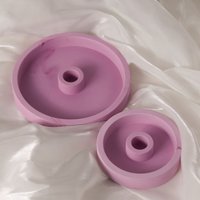 Round Stripe Candle Holder Silicone Mold DIY Handmade Candlestick Plaster Resin Concrete Storage Tray Casting Molds Home Decor