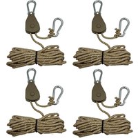 4Pcs 4m Camping Rope Tent Adjustable Rope Fastener Fixed Buckle Pulley Tensioner Ratchet Hangers Lights Camping Awning Wind Rope