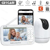 5" Display WiFi Baby Monitor Phone APP View Control with Pan-Tilt-Zoom HD Video Camera Motion Cry Detection Night Vision Lullaby