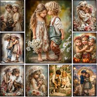 Diamond Painting New Arrival Girl boy Diamond Mosaic Cute Kids with Flowers Embroidery DIY Picture Cross Stitch Craft Kit Gift