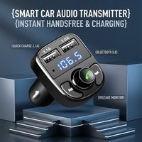 Car Wireless Bluetooth FM Transmitter Audio Adapter Dual USB Port Fast Charger Hands-Free Calling Kit TF Card USB Flash Drive