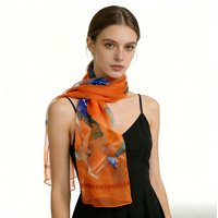 Fashion Rose Flower Georgette Chiffon Scarf Women Printing Long Thin Soft Wrap Scarf Shawl Beach Kerchief Scarves Female Foulard