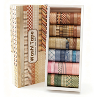 42 Rolls Checkered Washi Tape Set, Brown Decorative Tapes for Scrapbooking, Junk Journal supplies, Bullet Journaling Craft, DIY