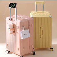 20/24/26/28 Inch Trolley Luggage, Rolling Travel Suitcase, Multifunctional Carry-on with Cup Holder & USB Charging Port
