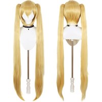 High-Quality Miku Anime Cosplay Synthetic Hair 46-Inch Detachable Double Ponytail Halloween Carnival Daily Party Wig Nature