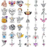 Angel Wings Magic Genie Lamp Charms Beads, 925 Silver Fairy Heart Skull Pendants Fit Original DIY Jewelry Making