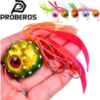 PROBEROS 40-180g Metal Jigging 1PC Artificial Luminous Jig Shrimp Rubber Skirt Metal Fishing Bait Jigging Lure Saltwater Fishing