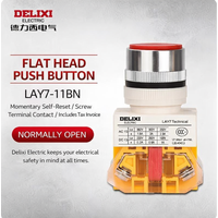 Delixi push button switch self-reset LAY7-11BN flat head push button switch 22mm LAY37 normally open and normally closed
