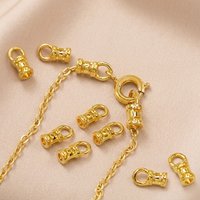 10pcs 18K Gold Plated Brass Crimp End Caps With Loop Cord Tube Barrel End Cap for Leather Cords And Chains DIY Jewelry Making
