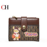 CH Women's Money Clip Niche Design Premium Feeling Card Wallet Twelve Zodiac Signs Animated Patterns Printed Design Wallet High