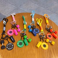 Gym Series Key Chain Color Handmade Rope Key Ring New Fashion Bag Pendant Dumbbell Kettlebell Keychain Bag Charms