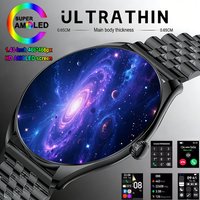 New Ultra Thin SmartWatch Men AMOLED 3D Screen Always Show Time Sports Fitness Waterproof Heart Rate Bluetooth Call Smartwatches