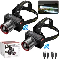 1/2PC LED Rechargeable Headlights, Adjustable Zoom, Waterproof Headlights, Front Headlights, Ultra Bright Headlights for Camping