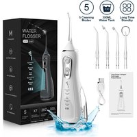 Oral Irrigator 40-140PSI Tooth Scaler 5 Speed Water Flosser Rechargeable Dental Water Jet 300ML IPX6 Waterproof Teeth Cleaner