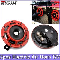 Red Hella Super Loud Compact Electric Blast Tone Air Horn 12V 115DB For Motorcycle Car 2pcs Speaker Horns Electric Tone Horn